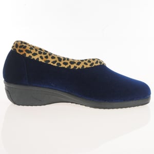 Lunar - Paloma Leopard Trim Slippers - Navy 3