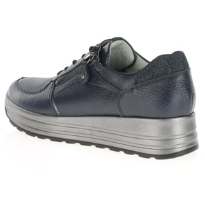 Waldlaufer - 758009 Leather Platform Shoes - Navy / Metallic 2