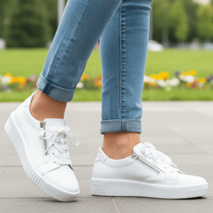 Gabor - Wisdom Twin Zip Trainers - White Gabor - Wisdom Twin Zip Trainers - White