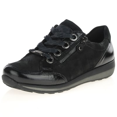 Ara - 64587 Osaka Side Zip Trainers, Black Shimmer 1
