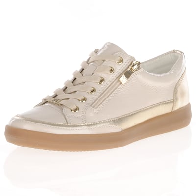 Caprice - 23706 Side Zip Trainers Cream/Gold 1