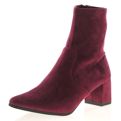 Caprice - 25354 Vegan Block Heeled Sock Boots Bordeaux 1