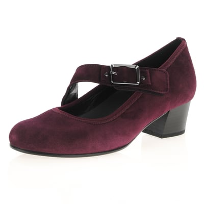 Gabor - Fortune Mary Jane Suede Shoes - Mulberry 1