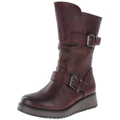 Heavenly Feet - Hannah Vegan Mid Calf Boots, Burgandy 1
