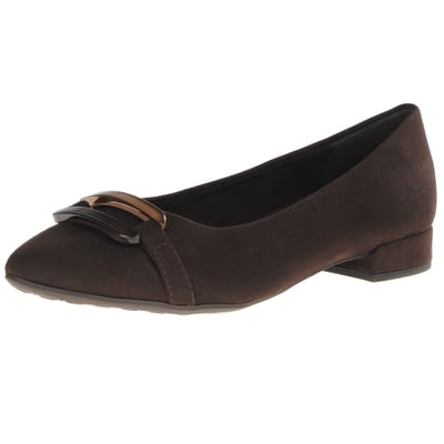 Jana - 22169 Buckle Detail Flat Pumps - Brown 1