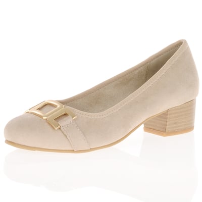 Jana - 22369 Block Heeled Court Shoes, Beige 1