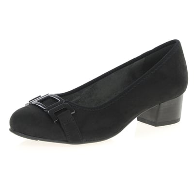 Jana - 22369 Block Heeled Court Shoes, Black 1