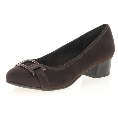 Jana - 22369 Block Heeled Court Shoes, Mocca 1