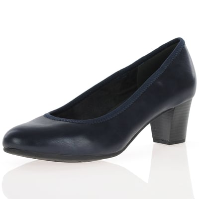 Jana - 22477 Block Heeled Court Shoes - Dark Navy 1
