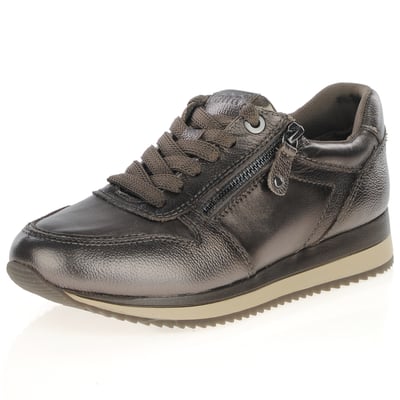 Jana - 23700 Metallic Size Zip Trainers, Pewter 1