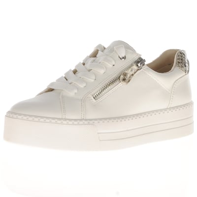 Jana - 23767 Flatform Side Zip Trainers, White 1