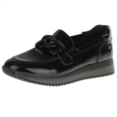 Jana - 24766 Vegan Patent Loafers - Black Patent 1