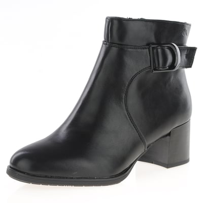 Jana - 25370 Block Heel Ankle Boots, Black 1