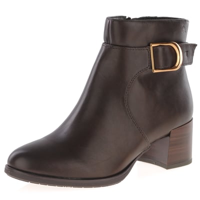 Jana - 25370 Block Heel Ankle Boots, Mocca 1