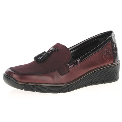 Rieker - 53771-35 Low Wedge Tassel Loafers - Merlot 1