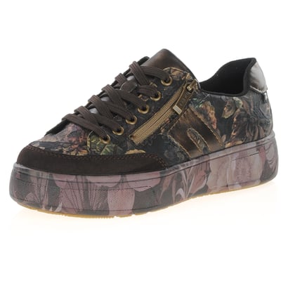 Rieker - M7711-26 Floral Side Zip Trainers - Brown Multi 1
