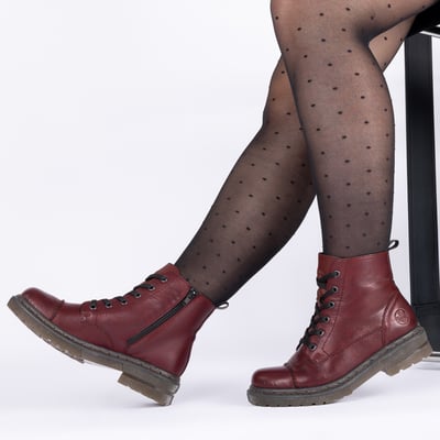 Rieker - 78202-35 Flat Biker Boots, Dark Red 1