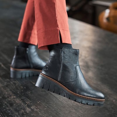 Rieker - X9165-00 Low Wedge Ankle Boots - Black 1