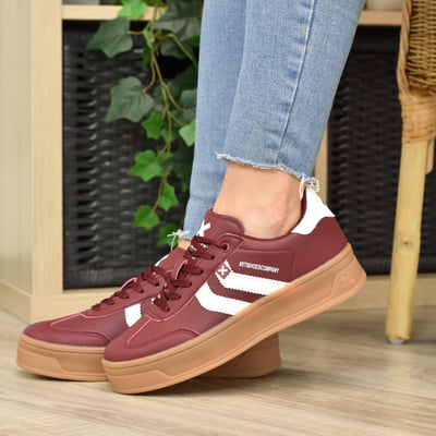 Xti - 144585 Vegan Flatform Trainers, Bordeaux 1