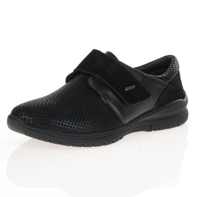 Softmode - Daba Velcro Strap Shoes, Black Stretch Suede 1