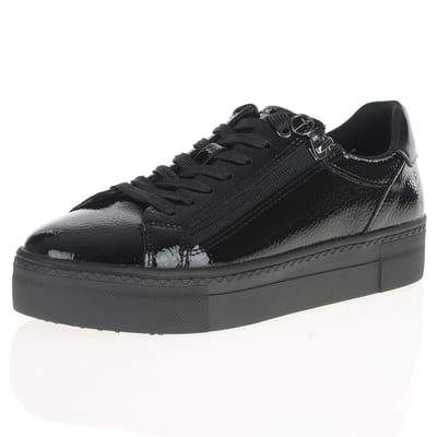 Tamaris - 23313 Vegan Platform Trainers, Black Patent 1