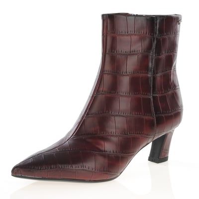 Tamaris - 25384 Kitten Heel Ankle Boots, Merlot Croc 1
