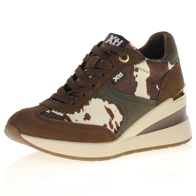 Xti - 146367 Cow Print Wedge Trainers Brown 1