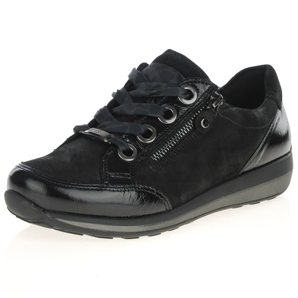 Ara - 64587 Osaka Side Zip Trainers - Black Shimmer 1