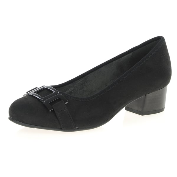 Jana - 22369 Block Heeled Court Shoes - Black 1