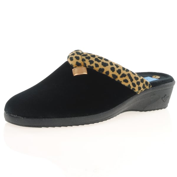 Lunar - Michelle Animal Trim Slippers - Black 1