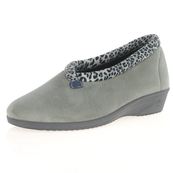 Lunar - Paloma Leopard Trim Slippers - Grey 1