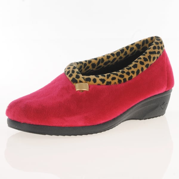 Lunar - Paloma Leopard Trim Slippers - Red 1