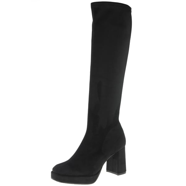 Miss Elastic - 77031 Platform Knee Sock Boots - Black 1