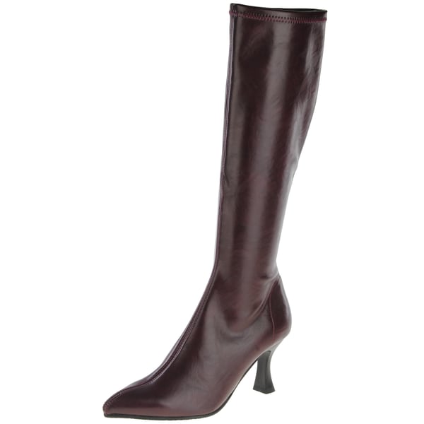Miss Elastic - 78041 Knee Sock Boots - Burgundy 1
