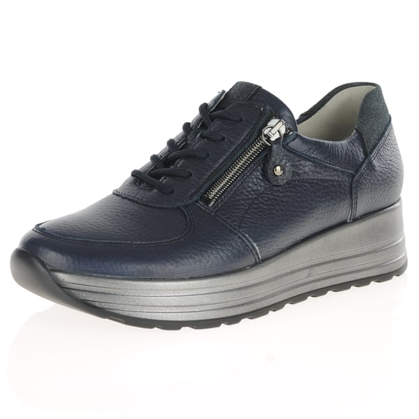 Waldlaufer - 758009 Leather Platform Shoes - Navy / Metallic 1