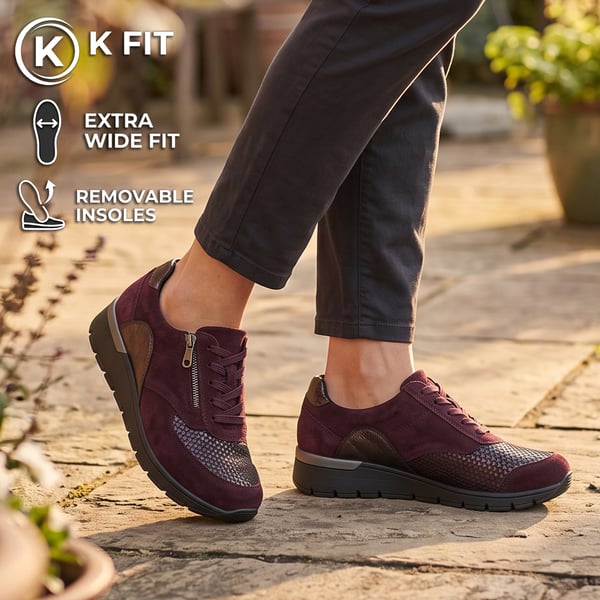 Waldlaufer - 626K02 Suede Side Zip Shoes - Bordeaux 1