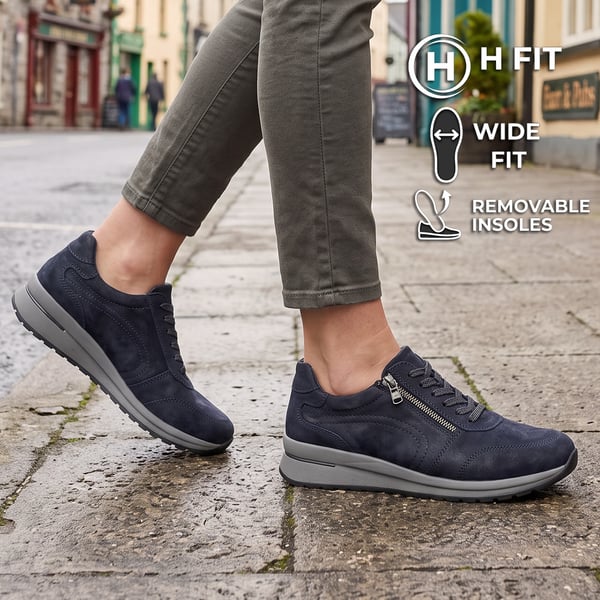 Waldlaufer - 928002 Side Zip Trainers, Navy Shimmer 1