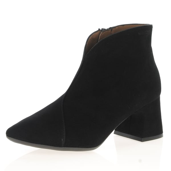 Wonders - 9013 Suede Heeled Ankle Boots - Black 1