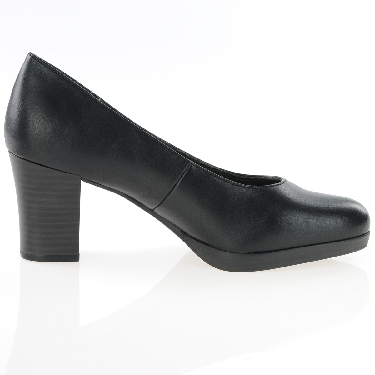 Jana - Block Heeled Court Shoes Black - 22471, The Shoe Horn