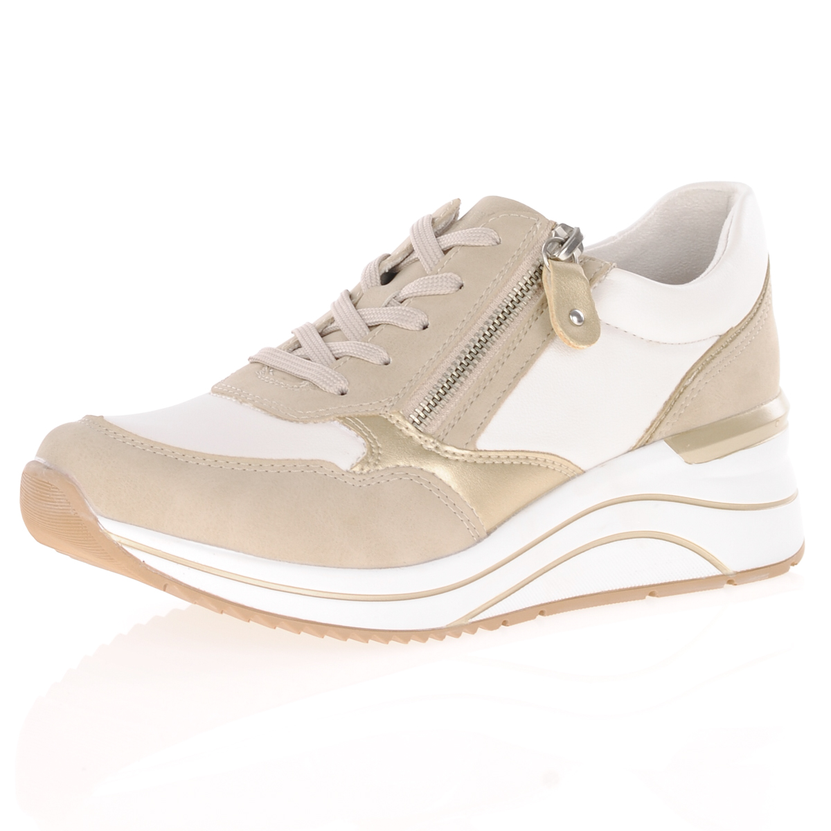 Remonte - Vegan Wedge Trainers Gold Combi - D0T01-80, The Shoe Horn