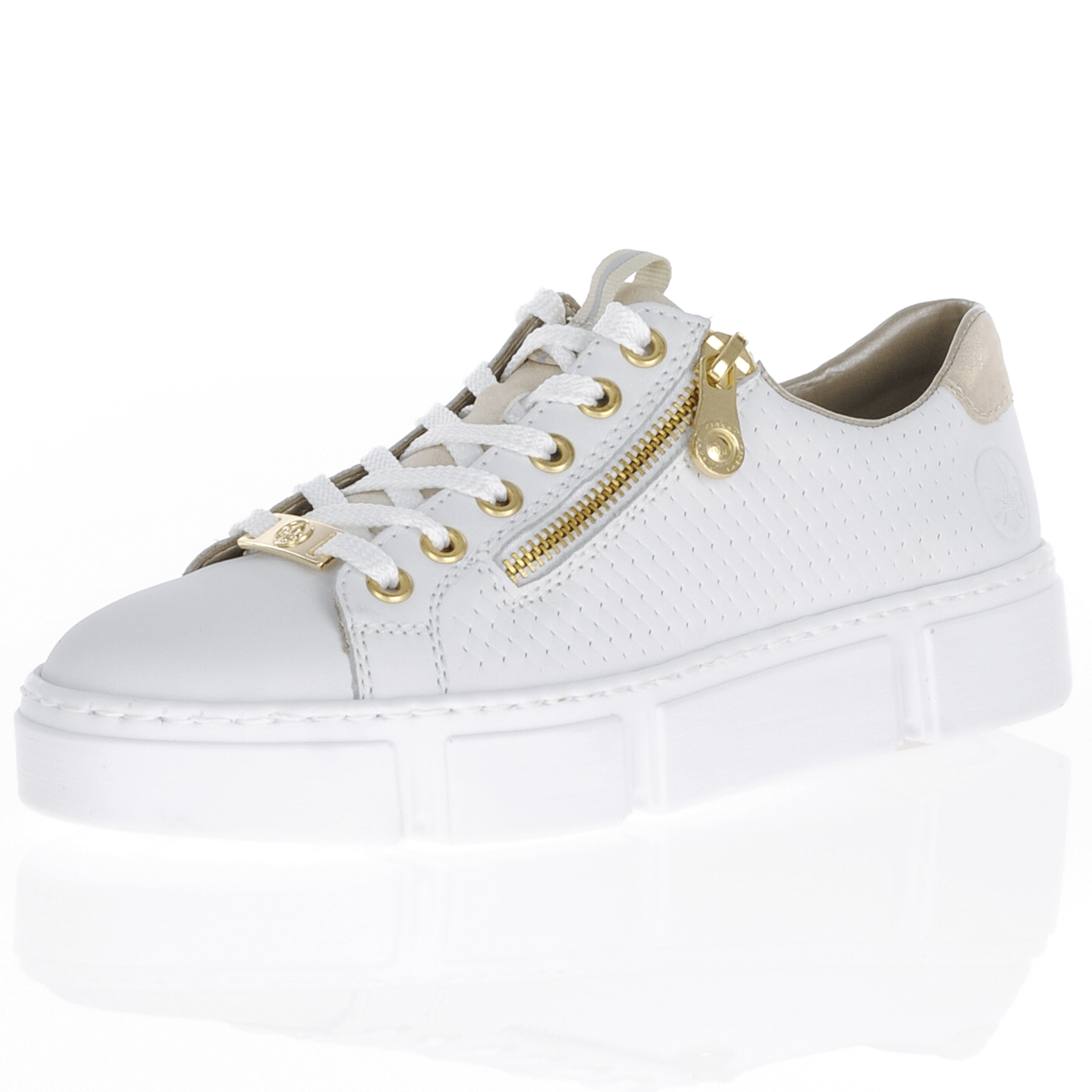 Rieker - Lace Up Flatform Trainers White - N5932-80, The Shoe Horn