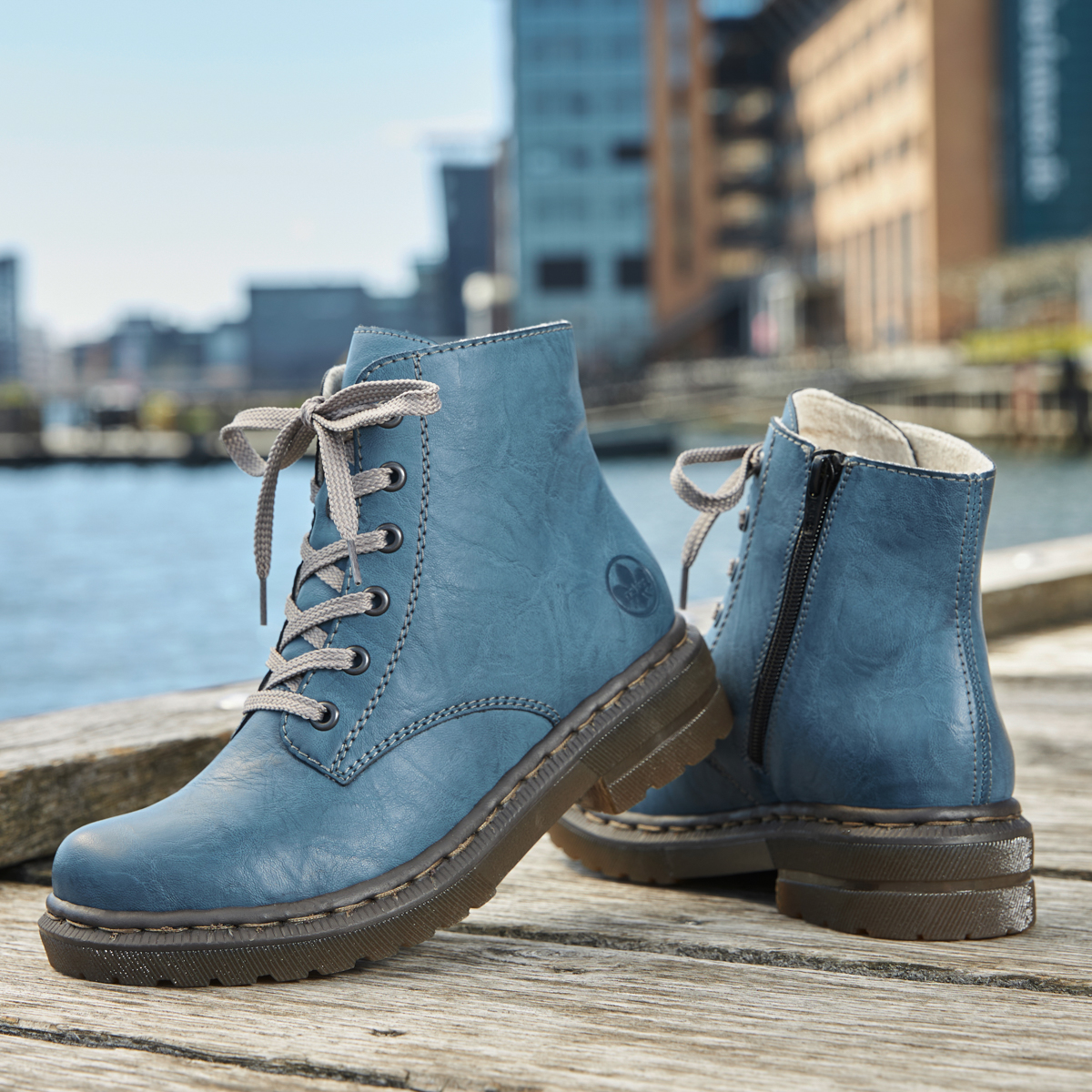 Afskedige I særdeleshed Pekkadillo Rieker - Lace Up Ankle Boots Blue - 78240-14, The Shoe Horn