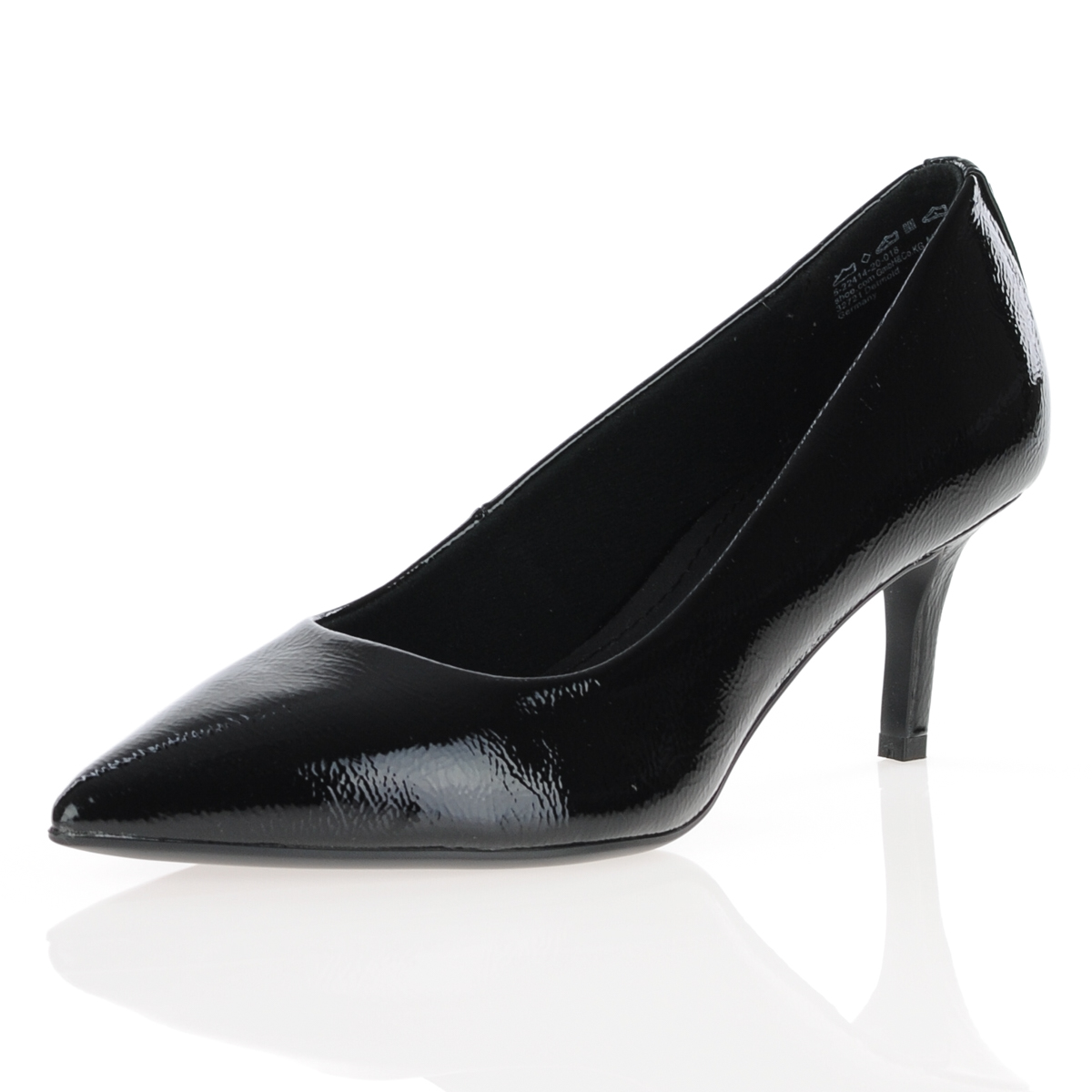  - Heeled Court Shoes Black Patent - 22414, The Shoe Horn