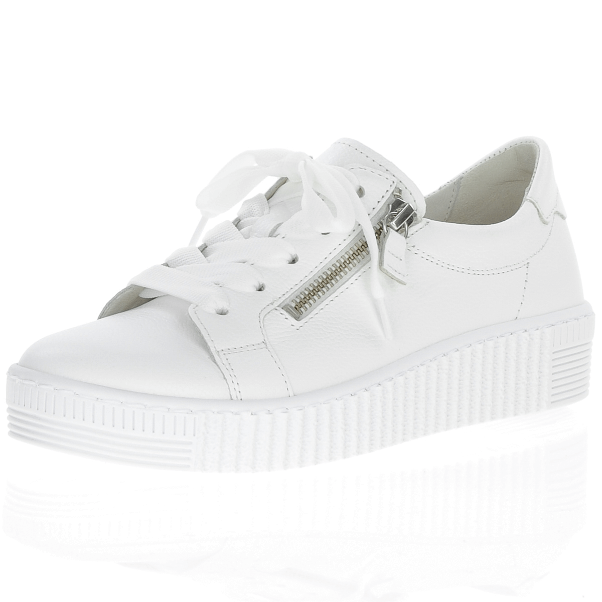 Gabor - Twin Zip Trainers White - 334.21, The Shoe Horn