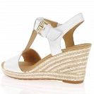 Gabor - Leather T-Bar Wedge Sandals White - 024.60 3