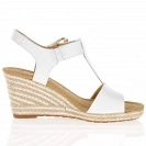 Gabor - Leather T-Bar Wedge Sandals White - 024.60 4