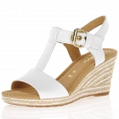 Gabor - Leather T-Bar Wedge Sandals White - 024.60 2