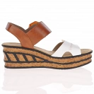 Rieker - Wedge Sandals White/Brown - 68176-80 4