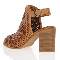 Carmela - Leather Peep Toe Block Heels Camel - 160642 2