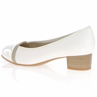 Jana - Vegan Block Heeled Court Shoes White - 22367 2